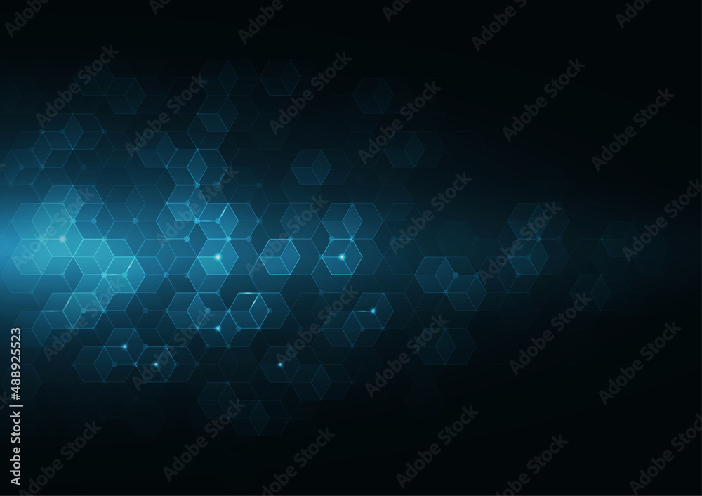 Abstract hexagon background, black and blue background. It's a vector ...