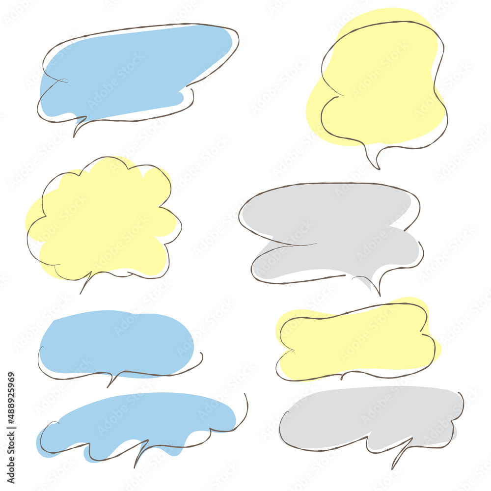 A set of  color balloons that look like handwritten with a simple pen