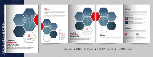 Bifold brochure template design, brochure template layout design, minimal business brochure design, annual report minimal company profile design, editable brochure template layout.