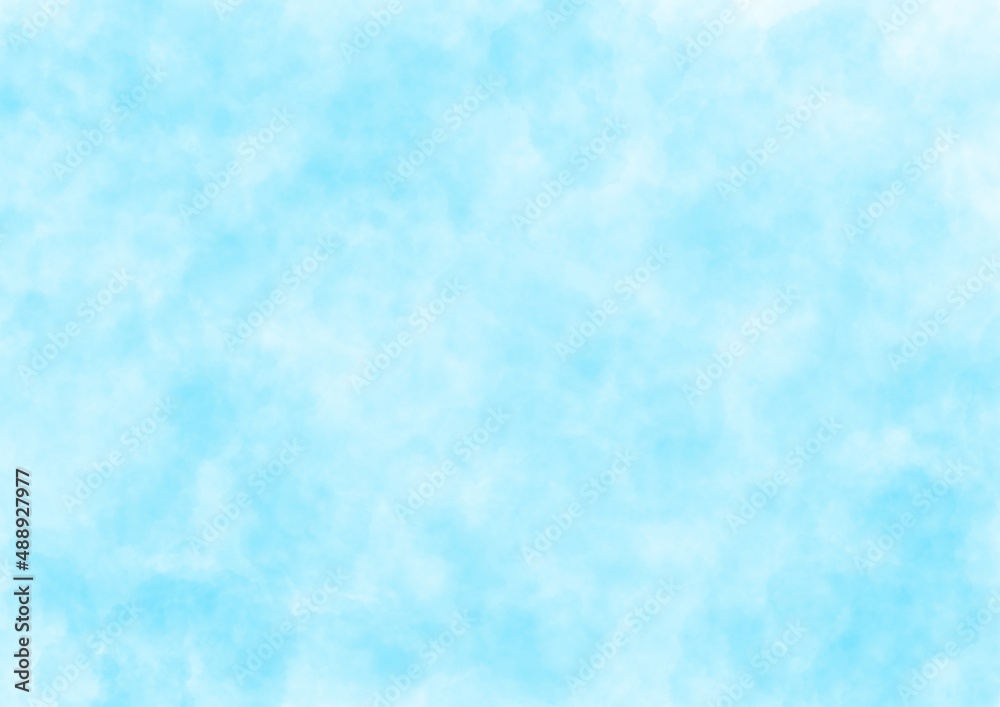 Abstract art background light blue and white colors. Watercolor painting on canvas with sky gradient.