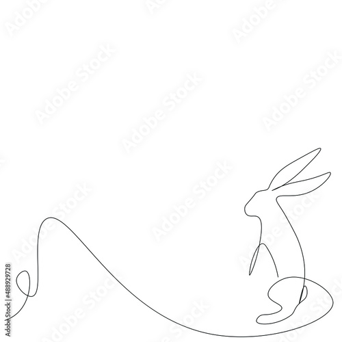 Fototapeta Naklejka Na Ścianę i Meble -  Easter bunny silhouette line drawing vector illustration