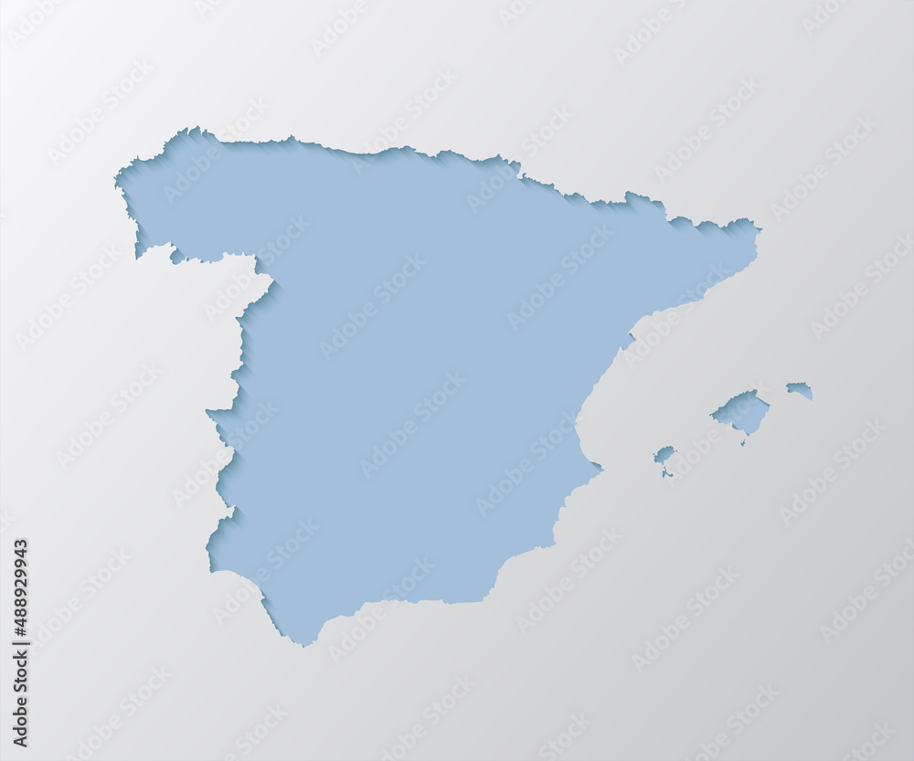 Vector outline map Spain with creative shadow