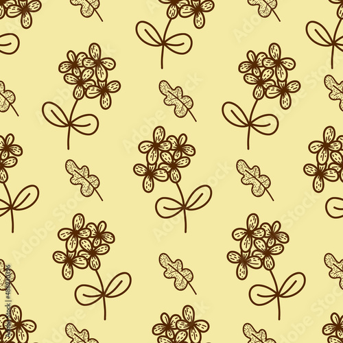 Vector organic floral seamless pattern background, botanical motif, freehand doodles pattern.