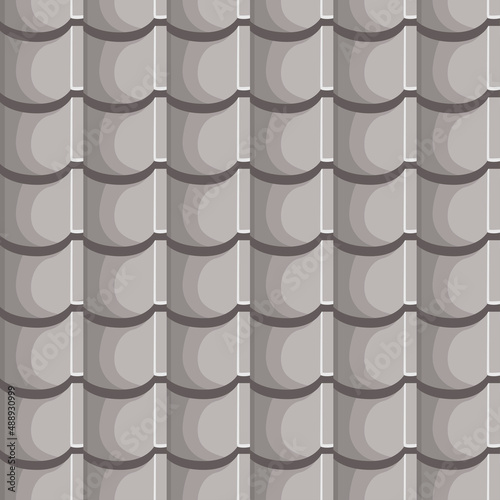 Seamless pattern gray textured roof, repeating tiles.