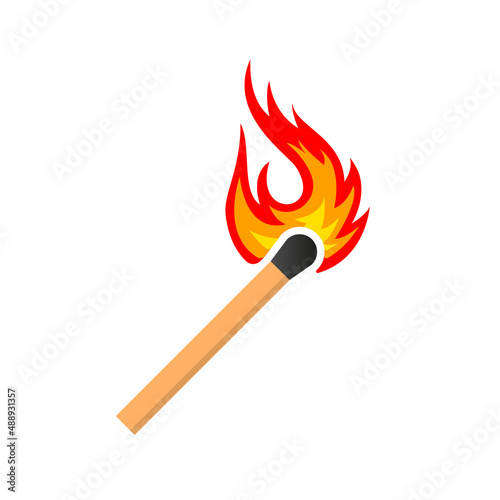 Burning match icon on white background. Vector illustration.
