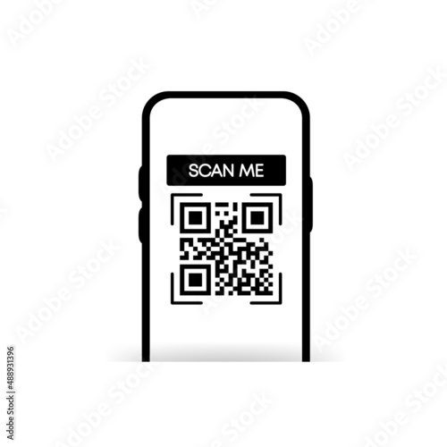 QR code scan for smartphone. QR code for mobile app and payment. Qr code frame vector icon template. Vector illustration.