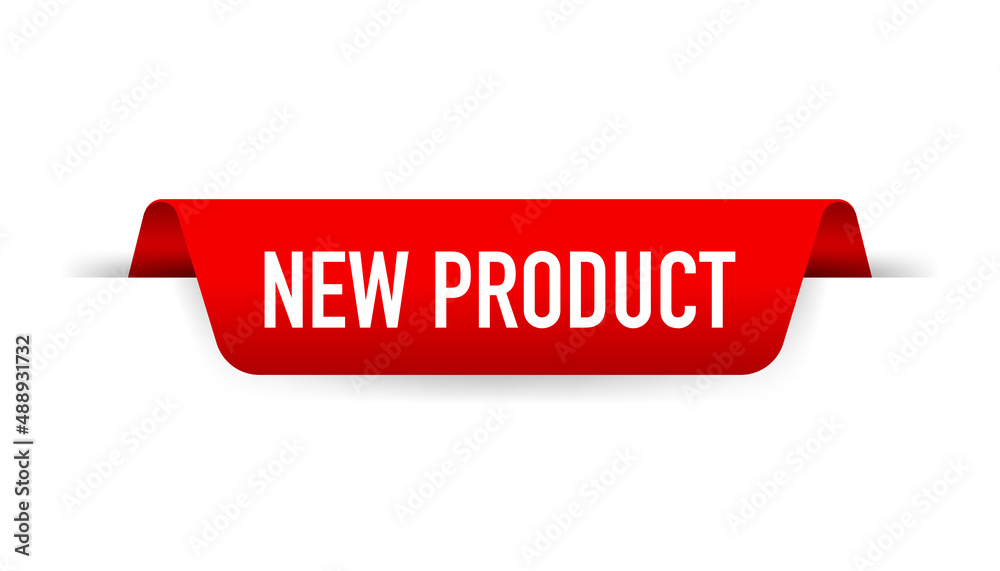 Red ribbon New Product. Banner on white background. Vector illustration. Red ribbon New Product. Banner on white background. Vector illustration.