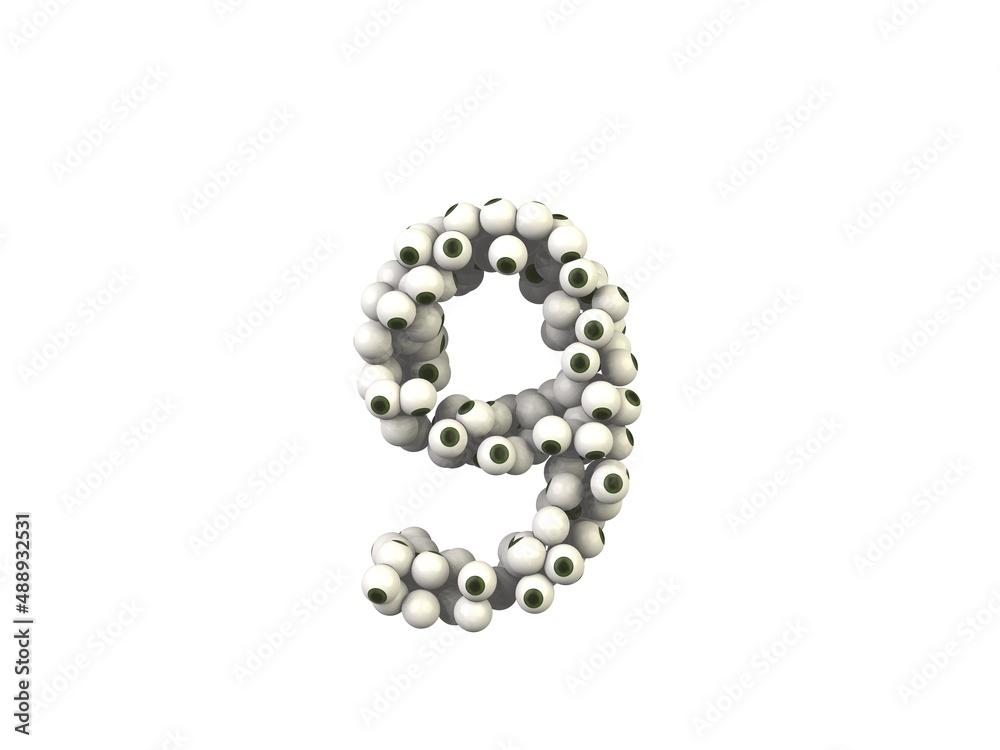 Eye Ball Themed Font Number 9 Eye Ball Themed Font Number 9