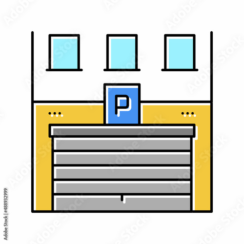 building parking color icon vector illustration