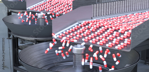 Εκτύπωση καμβά Tablets on a sorter in a pharmaceutical factory