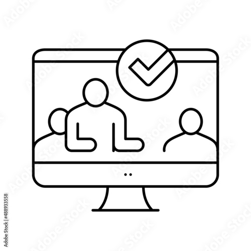 customer of crowdsoursing service line icon vector illustration