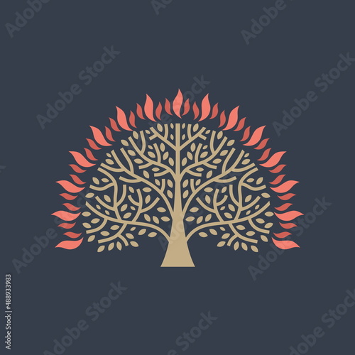 A wonderful plant. The burning bush that the prophet Moses saw. Bible illustration.