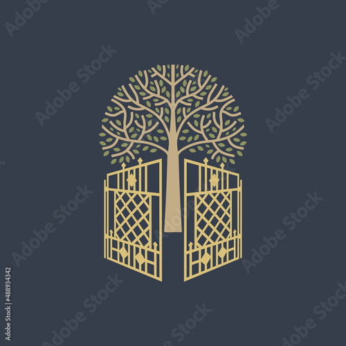 The Tree of Eternal Life in Paradise. Heaven after the resurrection.