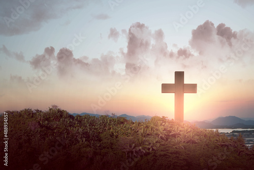 Christian Cross with sunlight
