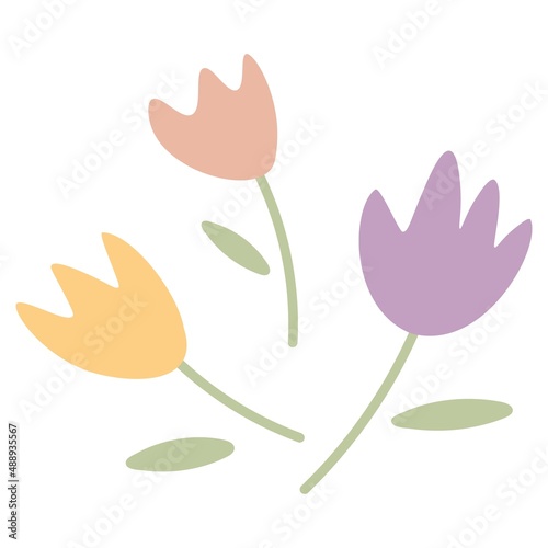 Minimalistic element for kids room in boho style. Abstract flowers tulips. Isolated vector illustration for child room decoration, clothing, prints, anniversary.