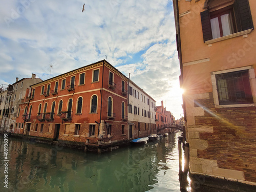 Sunrise in Venice canals Italy 