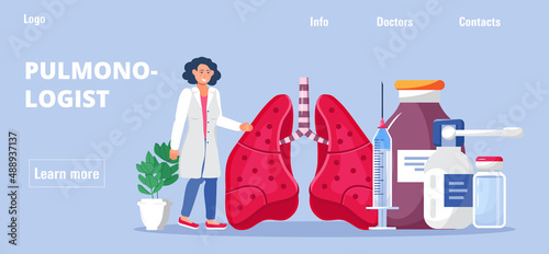 Phthisiologist, pulmonologist concept vector for the landing page, header, blog.