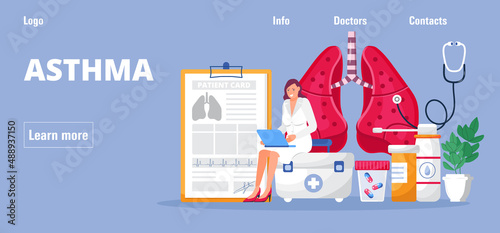 Asthma, bronchitis concept vector for medical website, blog, header.