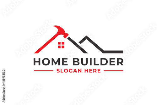 construction building logo design concept. renovation service.
