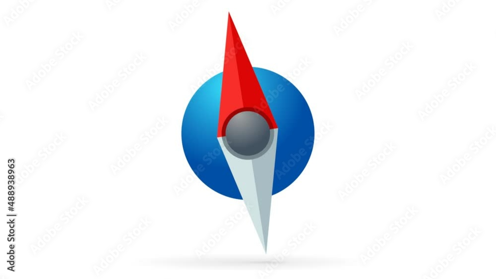 Simple compass made with only magnetic needle. Animated illustration Simple compass made with only magnetic needle. Animated illustration