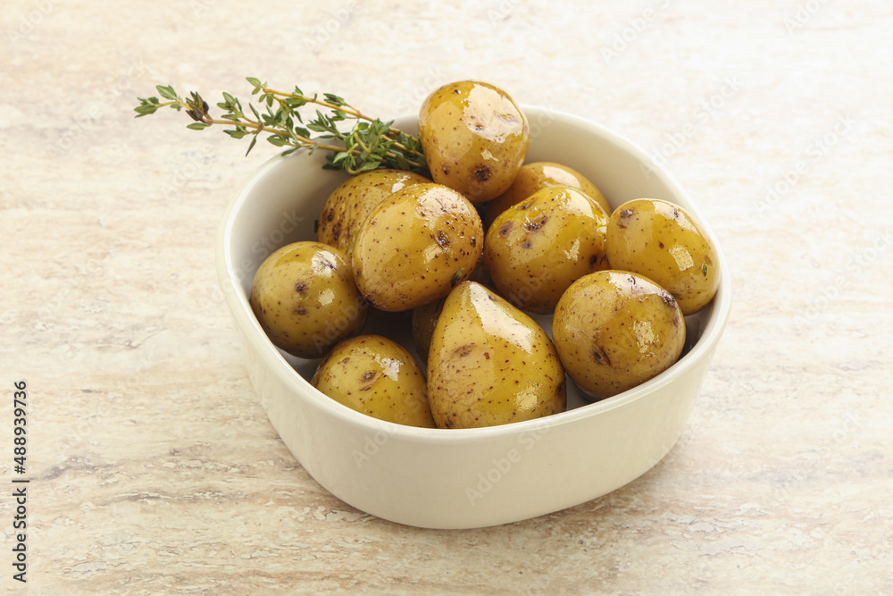 Boiled baby potato in the bowl Boiled baby potato in the bowl