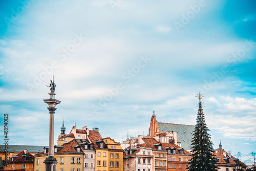 Street view of Central part of Warsaw  Poland