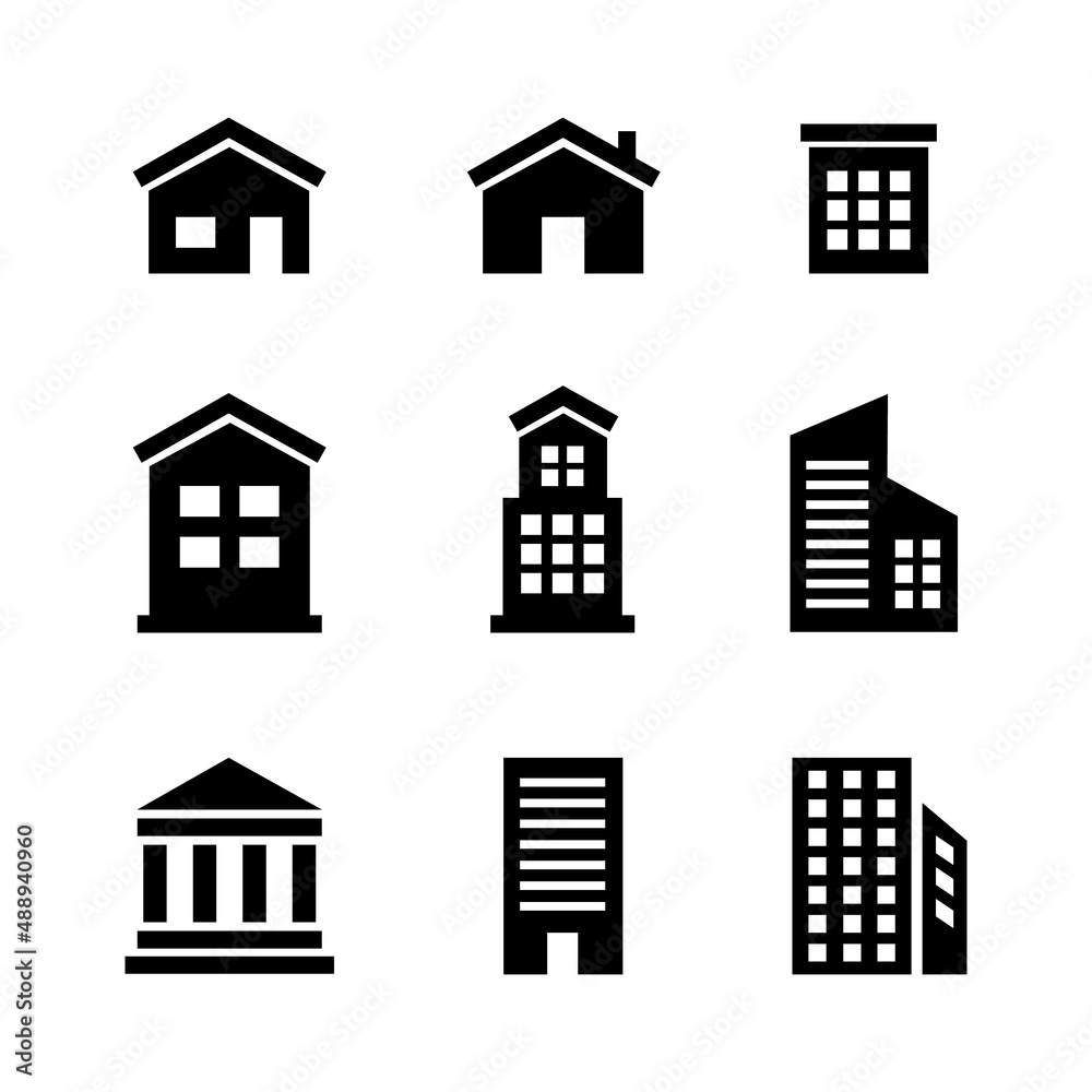 Set of building design vector collection Set of building design vector collection
