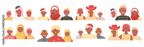 Multiethnic group of people standing together community and togetherness concept, diversity portrait. Characters men and women isolated on white. Crowd community. Social diversity friends or relatives