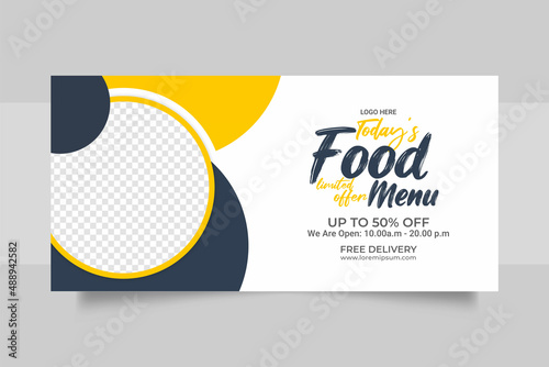 Delicious food web banner social media and  post template