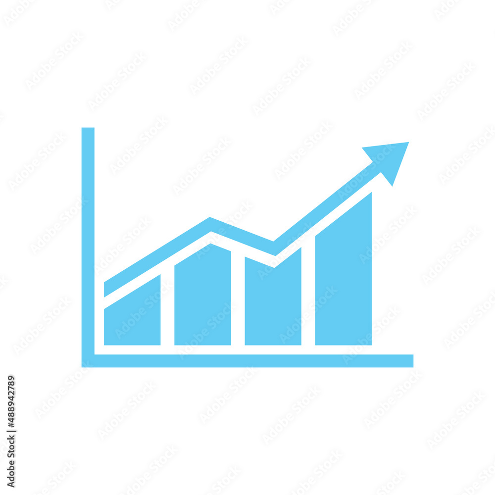 Chart blue vector icon on white background