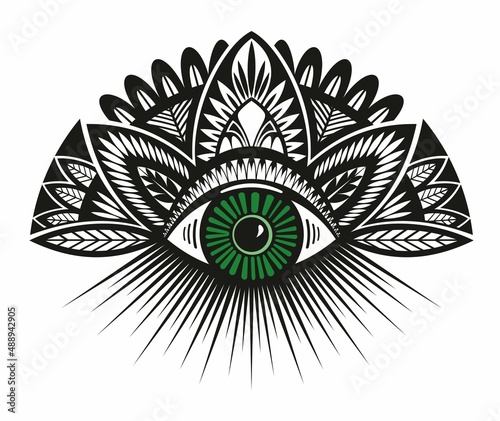 Blackwork tattoo flash. Eye of Providence. Masonic symbol. All seeing eye 