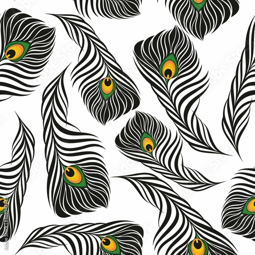 Repeated seamless pattern. Abstract geometric texture. Elegant render lattice. Floral pattern. Peacock feather. Design