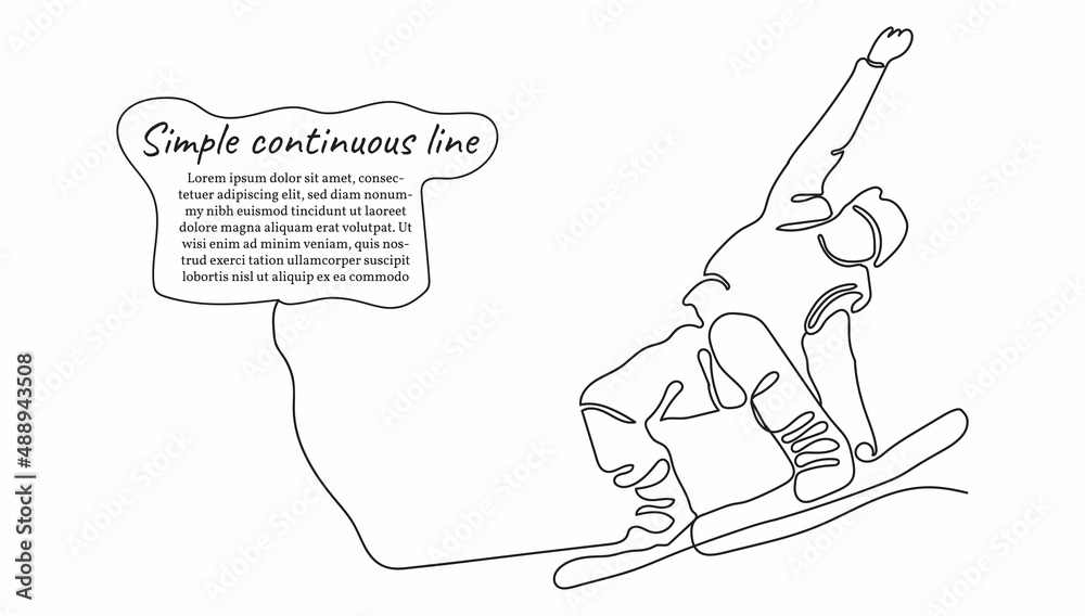 People Snowboarding. Winter Games. Continuous line art vector illustration