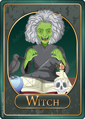 Scary witch character game card template