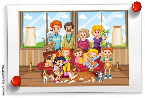 A photo of big family on white backgound
