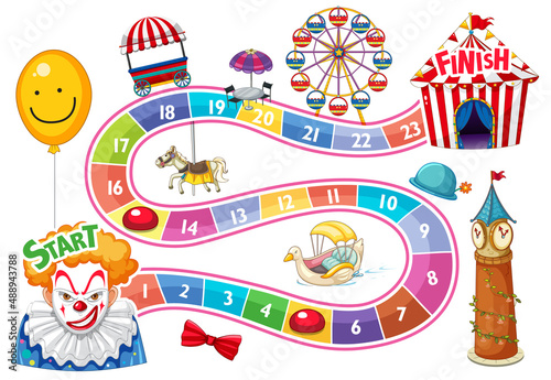 Counting number game template in circus theme