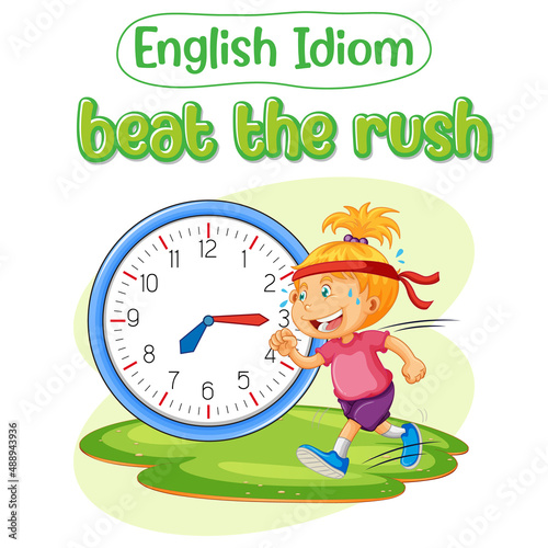 Tableau sur toile English idiom with picture description for beat the rush