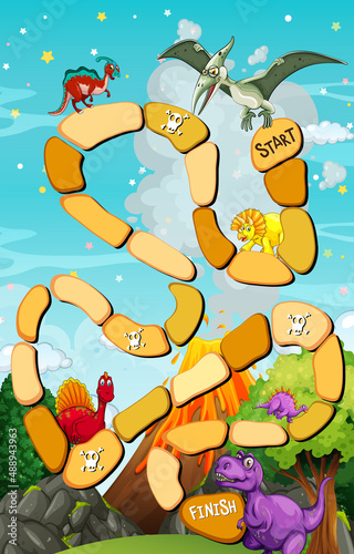 Counting game template in dinosaur theme
