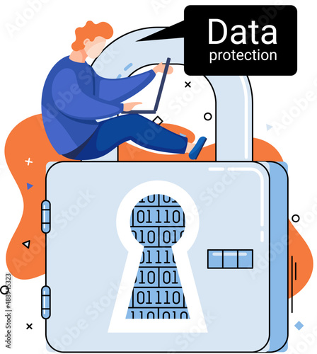 Data protection, privacy and internet security. Secure data management and protect data from hacker attacks. Protected access control, antivirus software, safe internet communication, secure storage