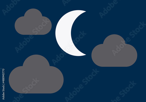 Fondo de cielo nocturno con nubes y luna.