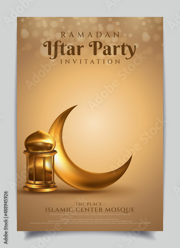 Luxury design iftar invitation template with editable text