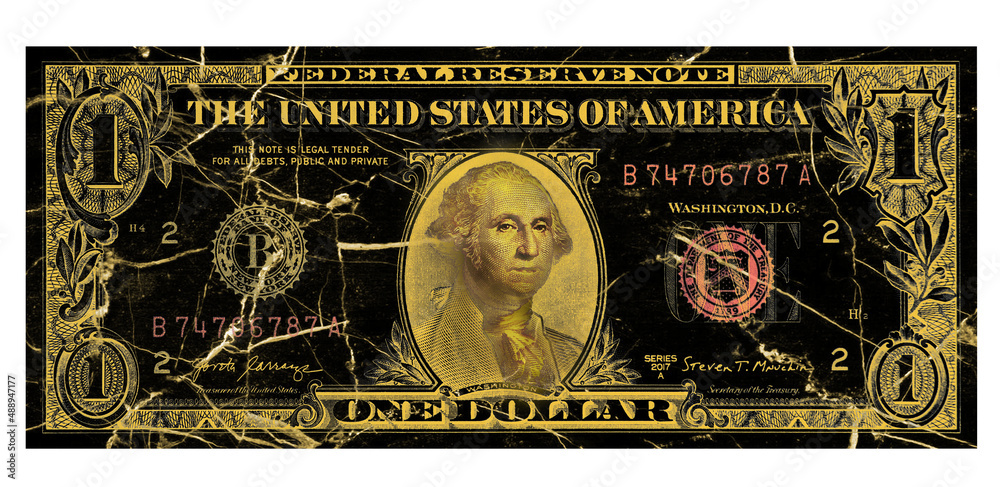1 Dollar Banknote golden George Washington , U.S. 1 highly detailed ...