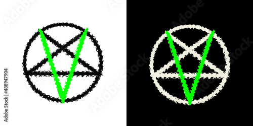letter V pentagram design. vector isolated on background for apparel, sticker and home goods.