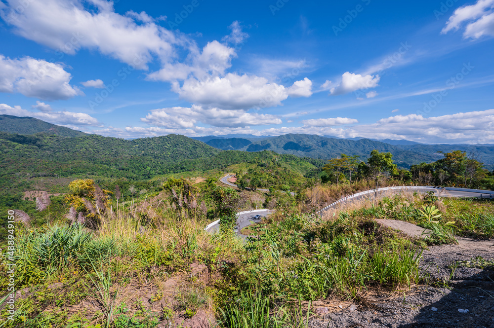 Beautiful road on the mountain in nan city thailand.Nan is a rural province in northern Thailand bordering Laos