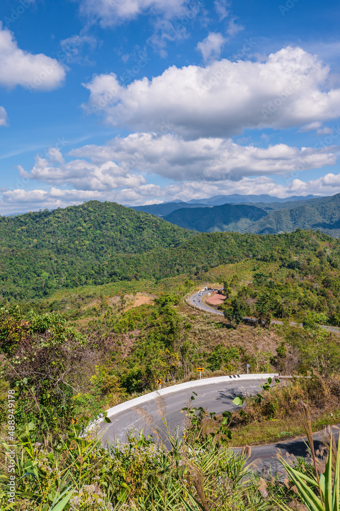 Beautiful road on the mountain in nan city thailand.Nan is a rural province in northern Thailand bordering Laos