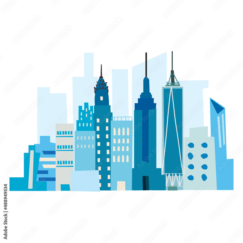 America cityscape vector illustration in flat color design