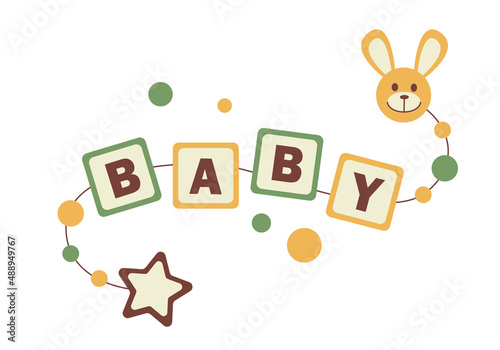 Vector baby logo on toys cubes isolated on a white background.