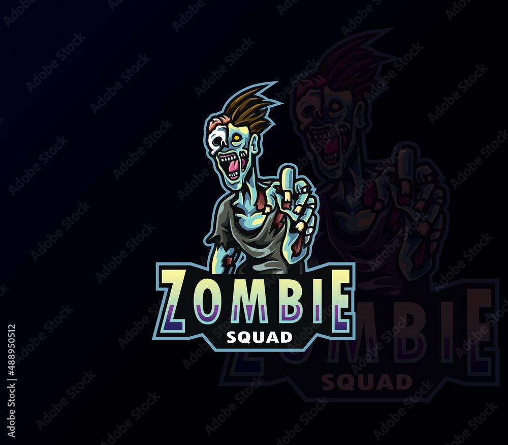 zombie logo mascot vector. zombie character logo for e-Sports team
