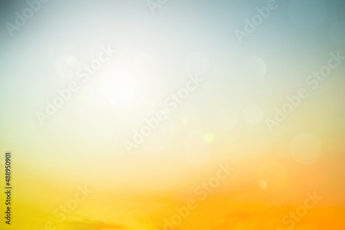 Abstract blurred sunlight beach colorful blurred bokeh background with retro effect autumn sunset sky have blue bright.