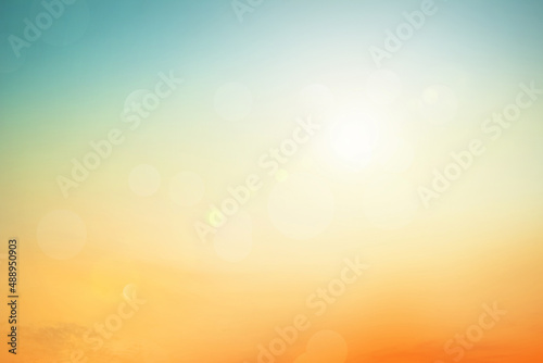 Abstract blurred sunlight beach colorful blurred bokeh background with retro effect autumn sunset sky have blue bright.